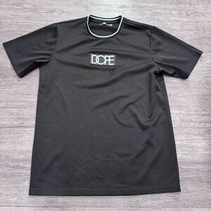 DOPE Jersey Mens Medium Black Breathable Spellout Short Sleeve‎ Shirt Crew Neck